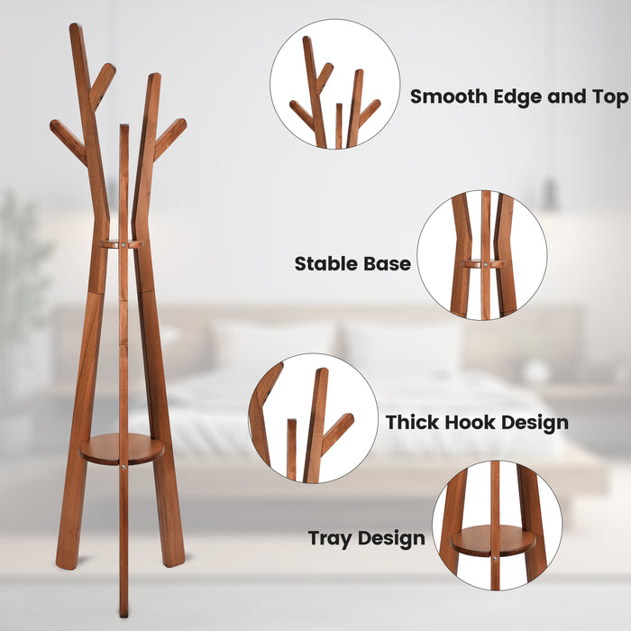 CONSDAN Coat Rack, Coat Rack Freestanding, USA Grown Poplar Coat Standing Tree for Living Room, Bedroom, Bathroom, Hallway