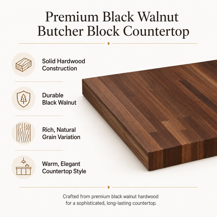 25-inch Black Walnut Butcher Block Countertop