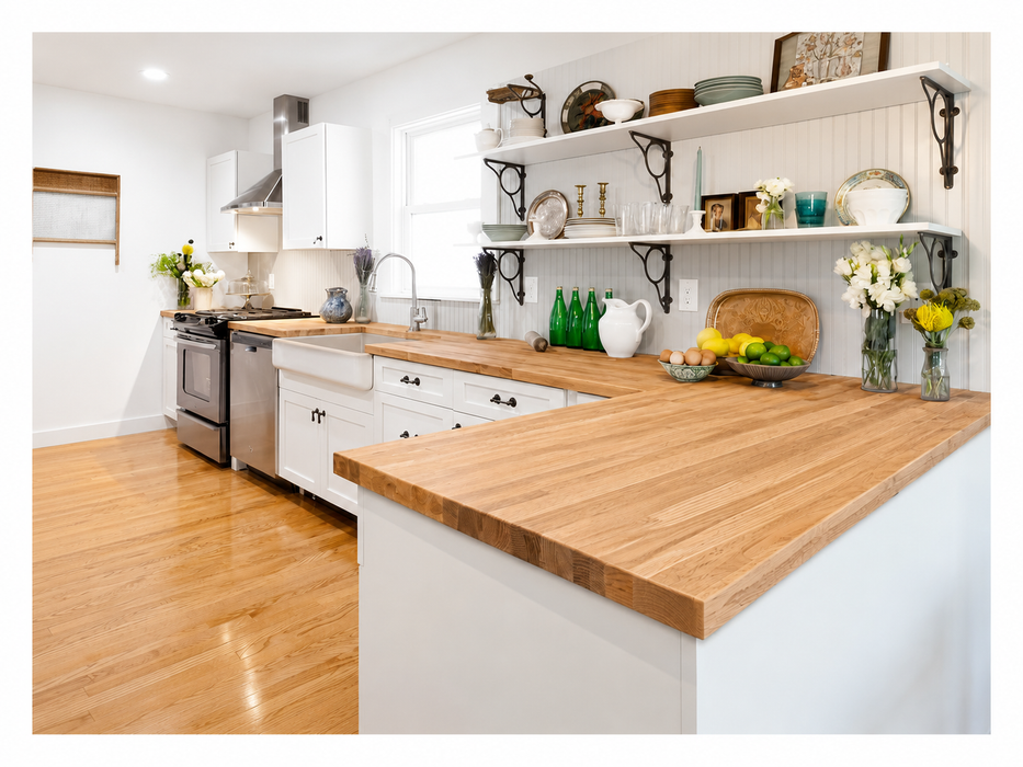 25-inch Solid Oak Butcher Block Countertop