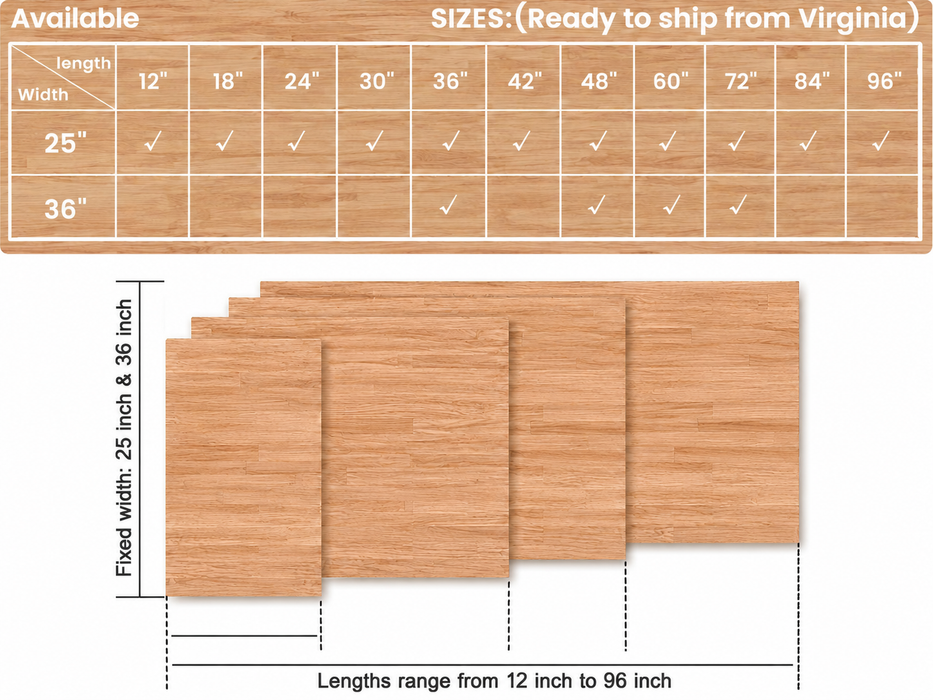 25-inch Solid Oak Butcher Block Countertop