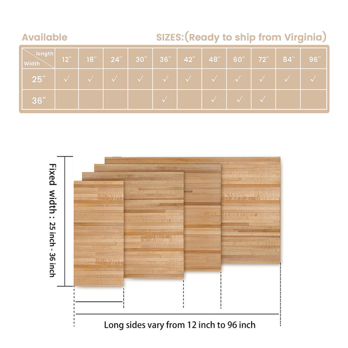 25-inch Hard Maple Butcher Block Countertop