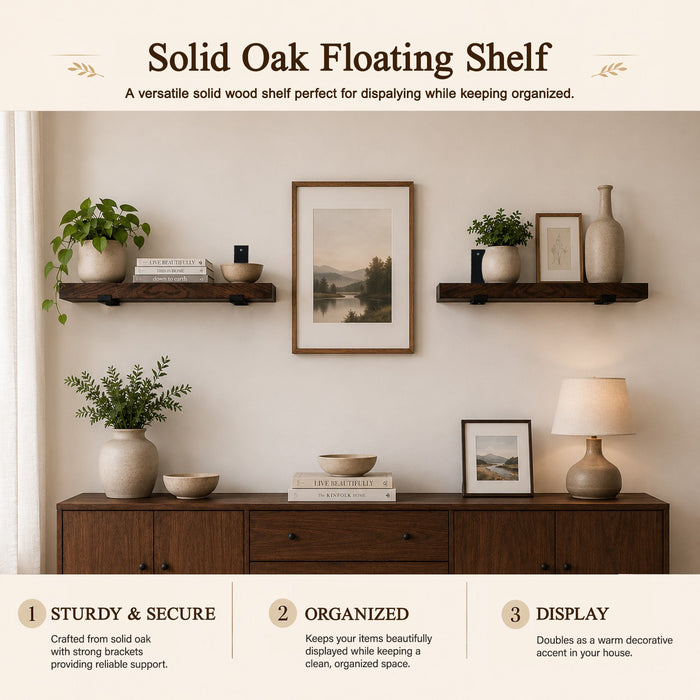 Solid Oak Hardwood Floating Shelves