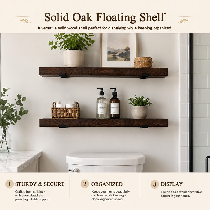 Solid Oak Hardwood Floating Shelves
