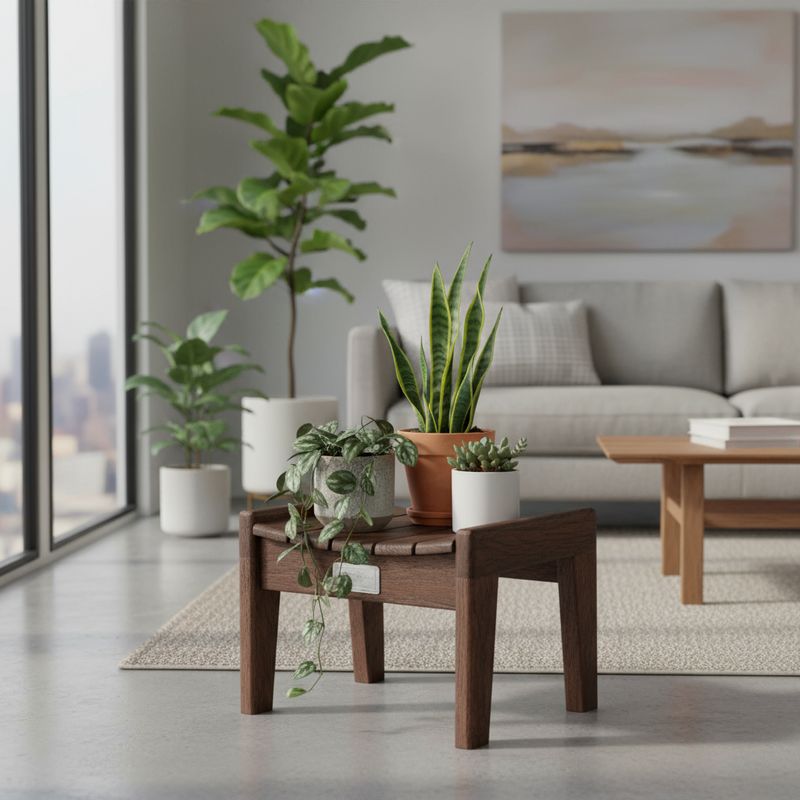 Creative Wood Stool with Curved Seat