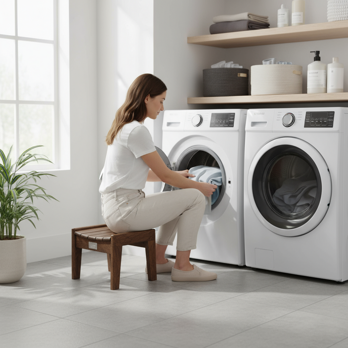 Creative Wood Stool with Curved Seat