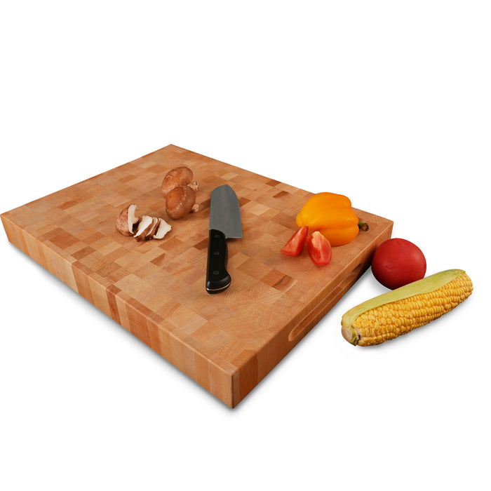 CONSDAN Cutting Board, Hard Maple Butcher Block, End Grain, 20x15 inch, 2.25 Thickness, Beige