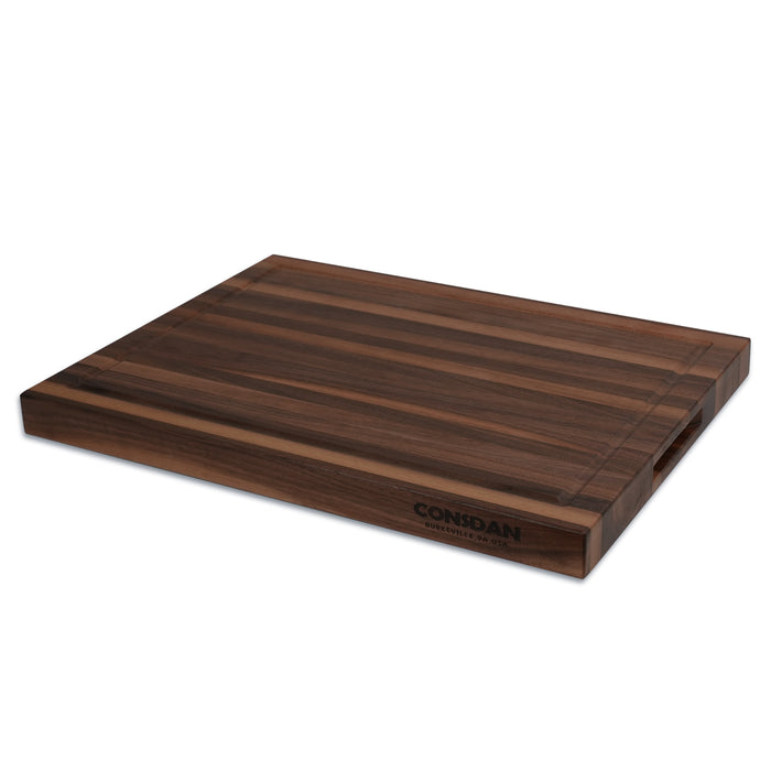 CONSDAN Black Walnut Butcher Block Cutting Board with Invisible Inner Handles, USA Grown Hardwood, 1-1/2 Thick, 16 L x 12 W