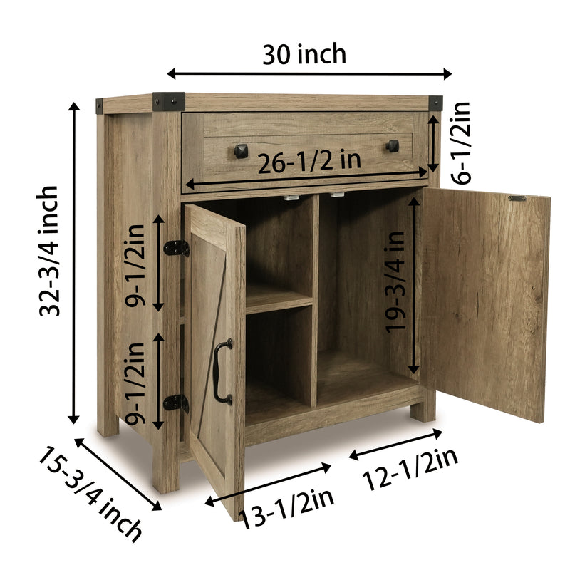 Storage Cabinet with 1 Drawer 2 Doors 2 Shelves