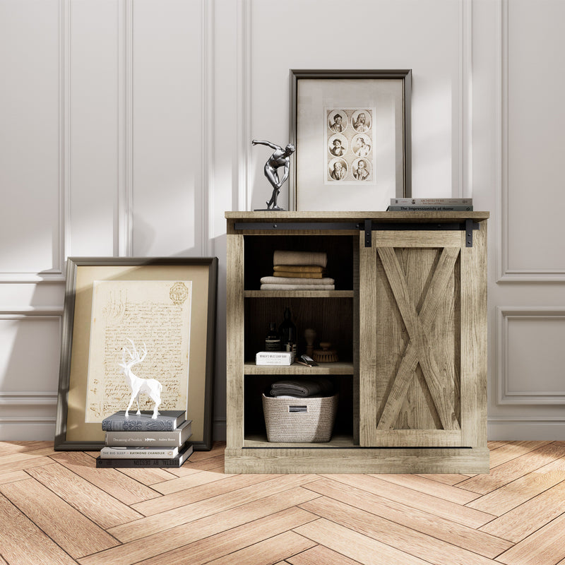 Storage Cabinet with Barn Door