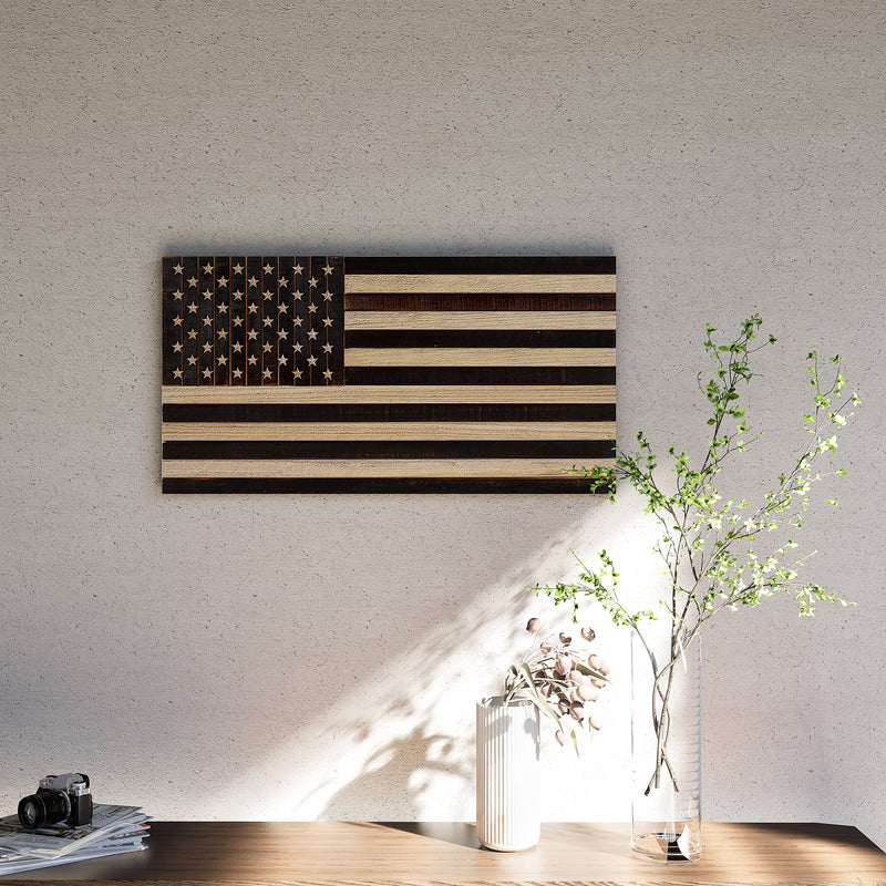 Solid Wood American Flag - Regular Color