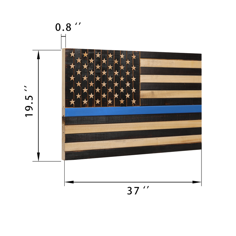 Solid Wood American Flag - Thin Blue Line