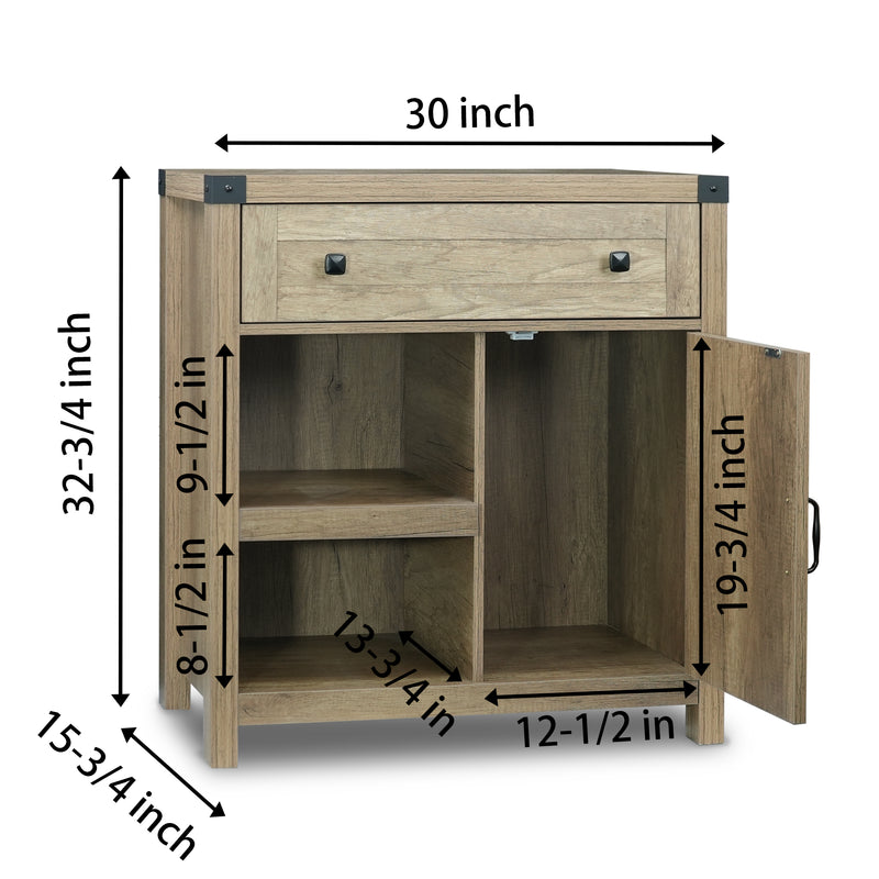 Storage Cabinet with 1 Drawer 1 Door 2 Shelves