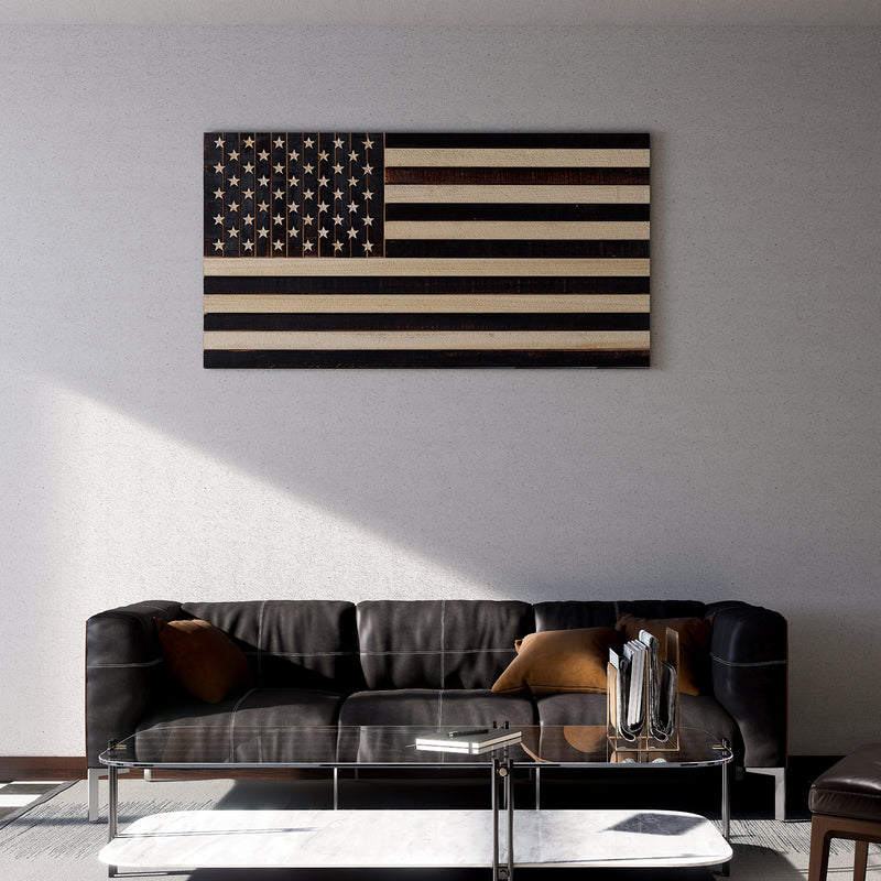 Solid Wood American Flag - Regular Color