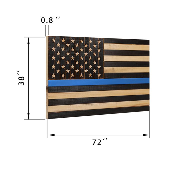 Solid Wood American Flag - Thin Blue Line