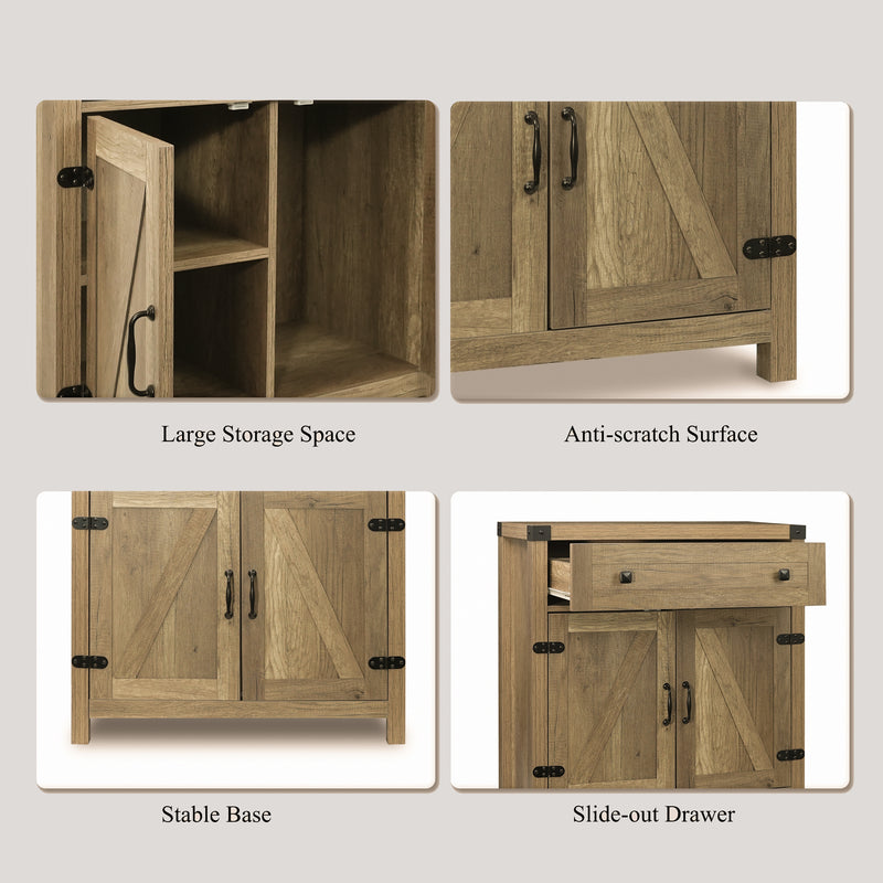 Storage Cabinet with 1 Drawer 2 Doors 2 Shelves