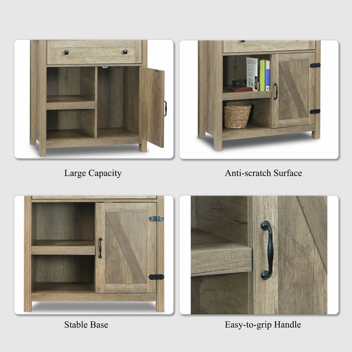 Storage Cabinet with 1 Drawer 1 Door 2 Shelves
