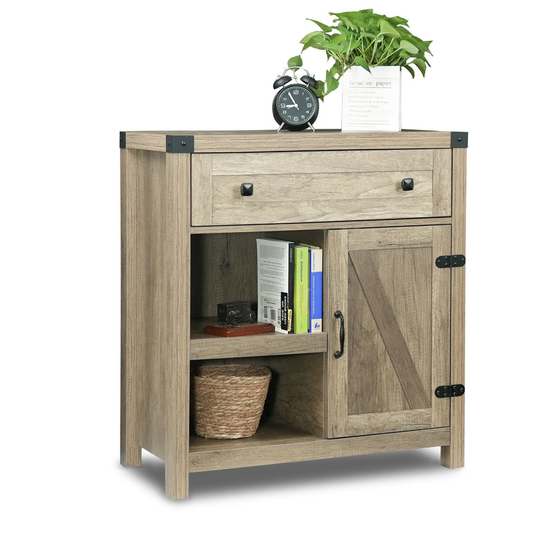 Storage Cabinet with 1 Drawer 1 Door 2 Shelves